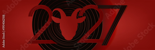 Happy Chinese New Year background 2027.
Year of the Goat. Traditional Chinese horoscope animal. Vector illustration. Business background 