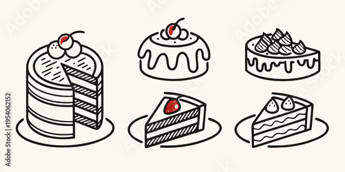 Various cakes and desserts for celebration pastry sweets bakery