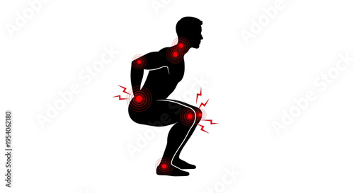 Man experiencing pain while exercising.