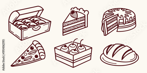 Various sweet baked goods and desserts sweet treats pastries cakes