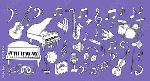 Collection of music instruments symbols.