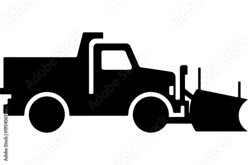 Black and White Silhouette of Snow Plow Truck