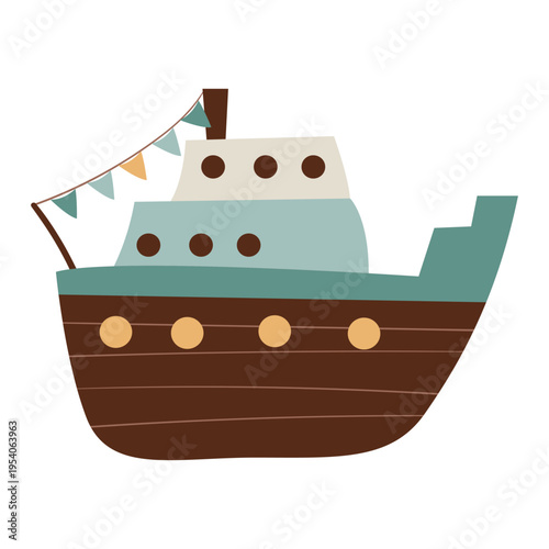 Vector illustration of a ship on a white background