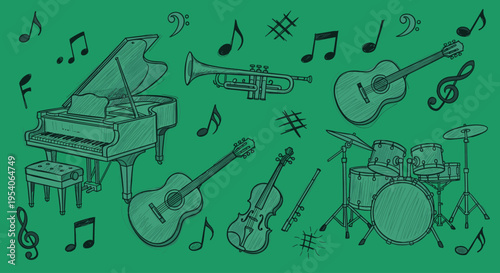 Musical instruments for music making.