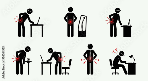 Office worker experiencing back pain.