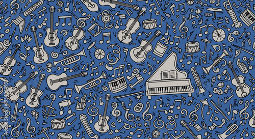 Piano Musical Instruments Pattern Design.