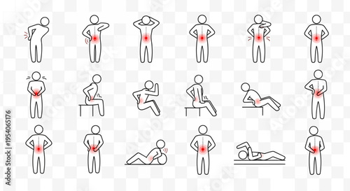 Illustrations of people with back pain.