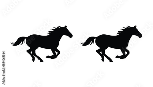 Horse silhouette illustration of two horses running side by side