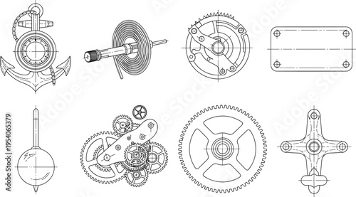Vector collection of construction site silhouettes including crane, excavator, bulldozer, dump truck, concrete mixer and loader icons for industrial building engineering design