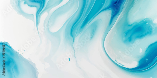 Vector Abstract fluid art background with water color paint in blue tone. It show artistic expression and liquid marble pattern and creative and dynamic movement and swirling artistic style.
