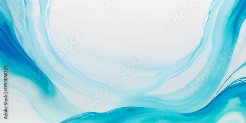 Vector Abstract flowing watercolor art of liquid blue water swirl create dynamic movement artistic design modern aqua texture serene background.