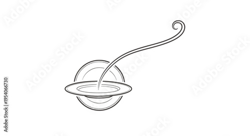 Simple Tea Strainer Kitchen Utensil in Line Art on Isolated White Background
