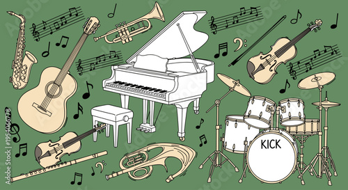 Musical instruments for music making ensemble.