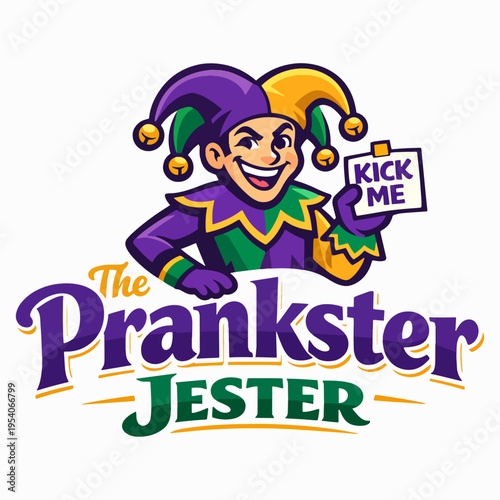 Playful Prankster Jester mascot illustration bursting with mischief and carnival energy, symbolizing humor, festivity, costume tradition, and lively celebration spirit