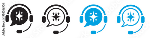 AI customer service support icon, vector, transparent, mobile app, UI, website poster, virtual assistant, smart chatbot, customer support, technical assistance, help symbol