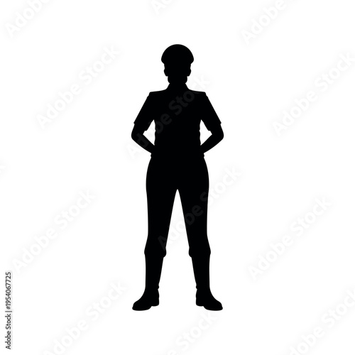 Indian woman police officer silhouette vector flat illustration design.
