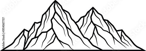 Mountain range silhouettes with forest pine trees and snow capped peaks for outdoor adventure and wilderness landscape nature designs,