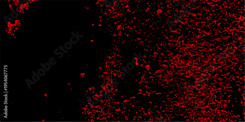 Particles Stars and galaxy outer space sky night universe black. Red color powder explosion isolated on black background. Trendy living coral color texture of a concrete wall with cracks and scratches