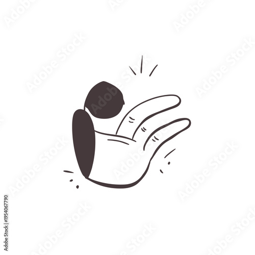 A hand with palm facing outward and fingers spread apart