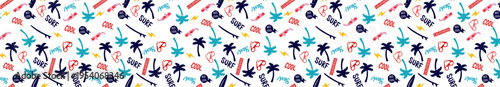 Vibrant Summer Tropical Elements Seamless Pattern