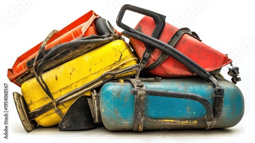 Wallpaper Mural A jumbled pile of vintage travel luggage, showcasing wear and tear from numerous journeys, evoking nostalgia and adventure. Torontodigital.ca