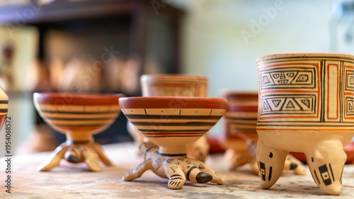 Quadro su tela Traditional indigenous panamanian pottery artifacts displaying intricate pattern