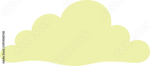 Pale yellow cloud icon, fluffy weather symbol, soft pastel cumulus shape for creative design, nature flat vector illustration isolated
