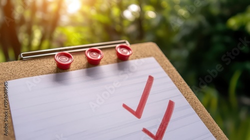 Wallpaper Mural Business compliance checklist with economic indicators in an outdoor office setting under natural sunlight Torontodigital.ca