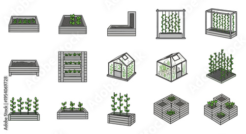 Architecture and Building Structure Icon Set Featuring House Construction Blueprint Planning and Real Estate Development Concept