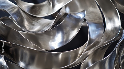 Wallpaper Mural Close up of a fluid, abstract silver metal sculpture with intricate reflections and polished surfaces Torontodigital.ca