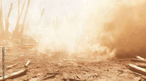 Wallpaper Mural Devastated Deforestation Site Emitting Smoke, Illustrating Severe Environmental Impact and Air Quality Concerns Torontodigital.ca