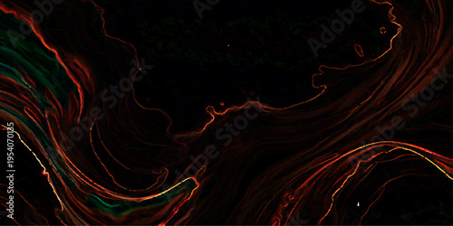 Vector Abstract flowing fluid forms evoke energy and movement with shades of crimson and jade and depth, mystery and artistic vision and swirls and marbling