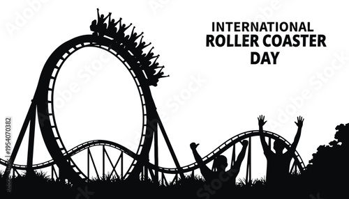 Roller coaster silhouette illustration for International Roller Coaster Day celebration