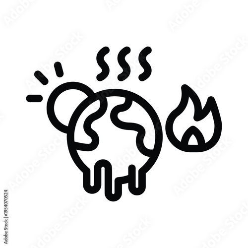 global warming line icon illustration vector graphic.eps