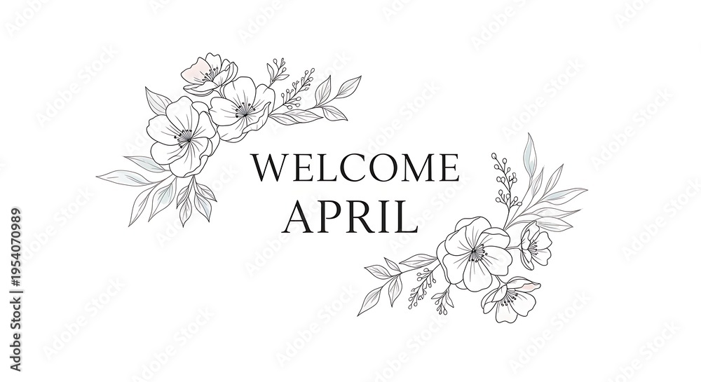 Fototapeta premium elegant april welcome floral wreath vector illustration spring greeting