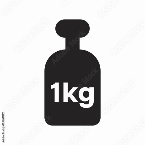 A black silhouette icon representing a standard one kilogram weight for measuring heavy objects isolated on white background, Vector, illustration