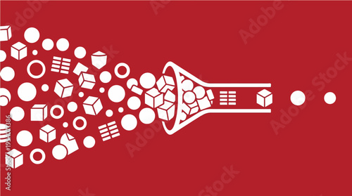 Business Process Bottleneck with Large Workflow Compressed Through Narrow Pipeline System – Vector Illustration