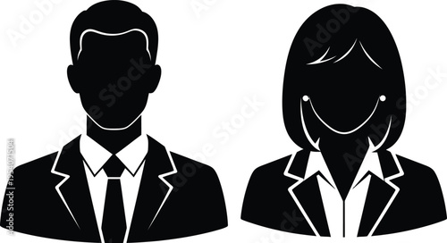 Silhouette of a business man and woman in formal attire