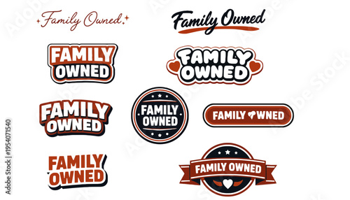 Family owned business logo set with various design styles and typography