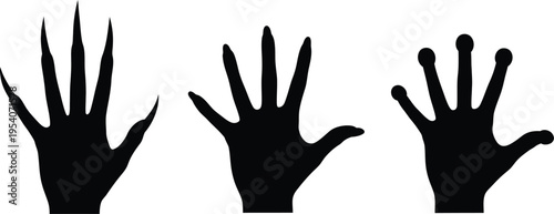 Three black silhouettes of hands with raised fingers