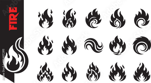 Fire Flame Icon Set Collection