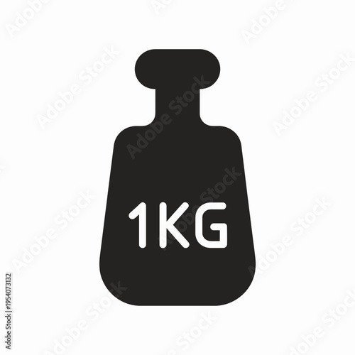 A black silhouette icon representing a one kilogram weight used for measuring heavy mass objects isolated on white background, Vector, illustration