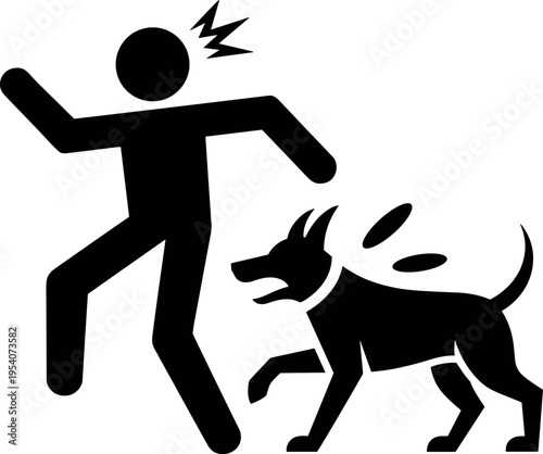 Person being attacked by a dog in a defensive stance