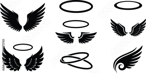 Angel Wings and Halo Design Elements