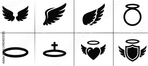 Spiritual Icons: Angel Wings, Halos, and Shields