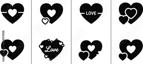 Decorative Love and Heart Icons Set