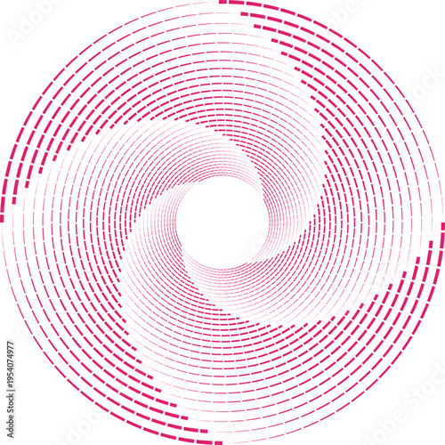 A vibrant pink circular design with a mesmerizing spiral pattern on a dark background