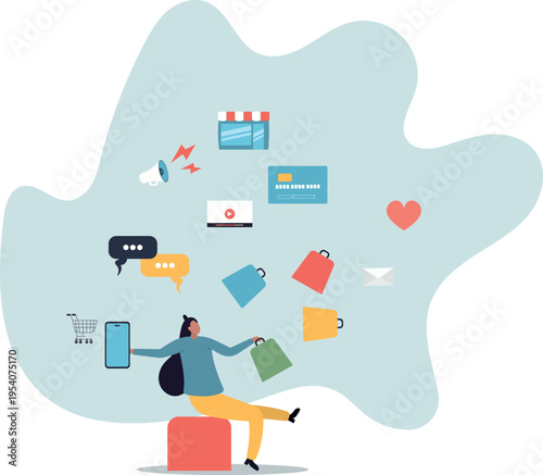 Omnichannel marketing, multi channel for customer to buy products,human life and situation.