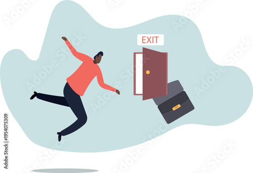 Quit routine job, escape way or solution for business dead end to be success or exit from work difficulties.human life and situation.