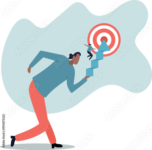 Reach target or progress to reach goal, career step to success, achievement or growth, challenge and motivation to succeed .human life and situation.
